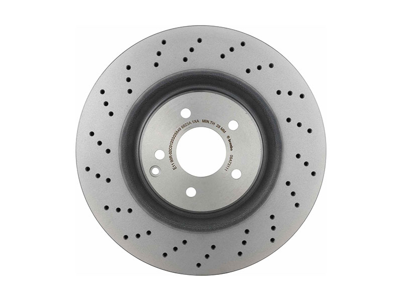 09A73111 Brembo Disc Brake Rotor; Front; CrossDrilled Vented 345x30mm