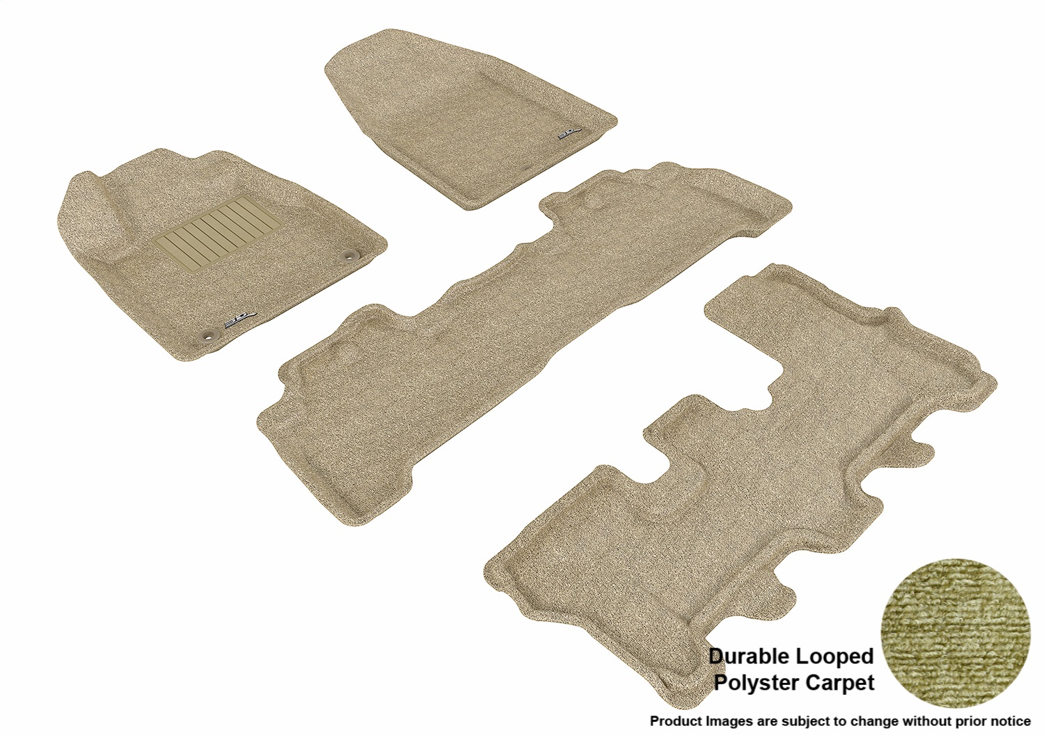 3D MAXpider L1AC00002202 Floor Mat Set; Tan; Durable Looped Poly Carpet