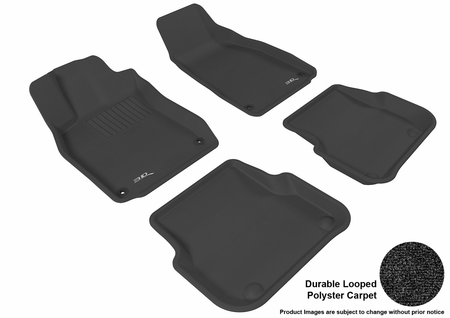 3D MAXpider L1AD00602209 Floor Mat Set; Black; Durable Looped Poly