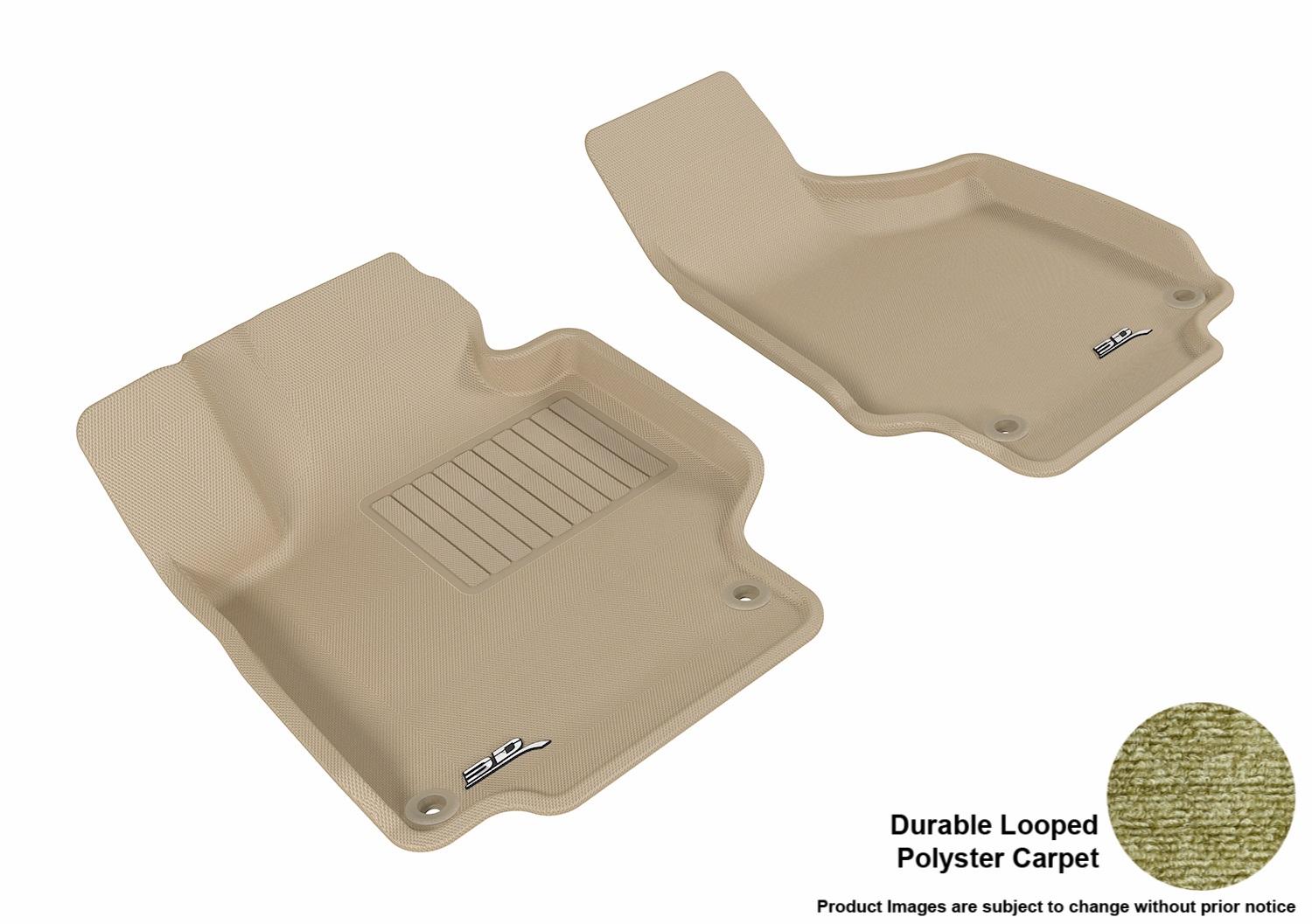 3D MAXpider L1AD02912202 Floor Mat Set; Tan; Durable Looped Poly Carpet