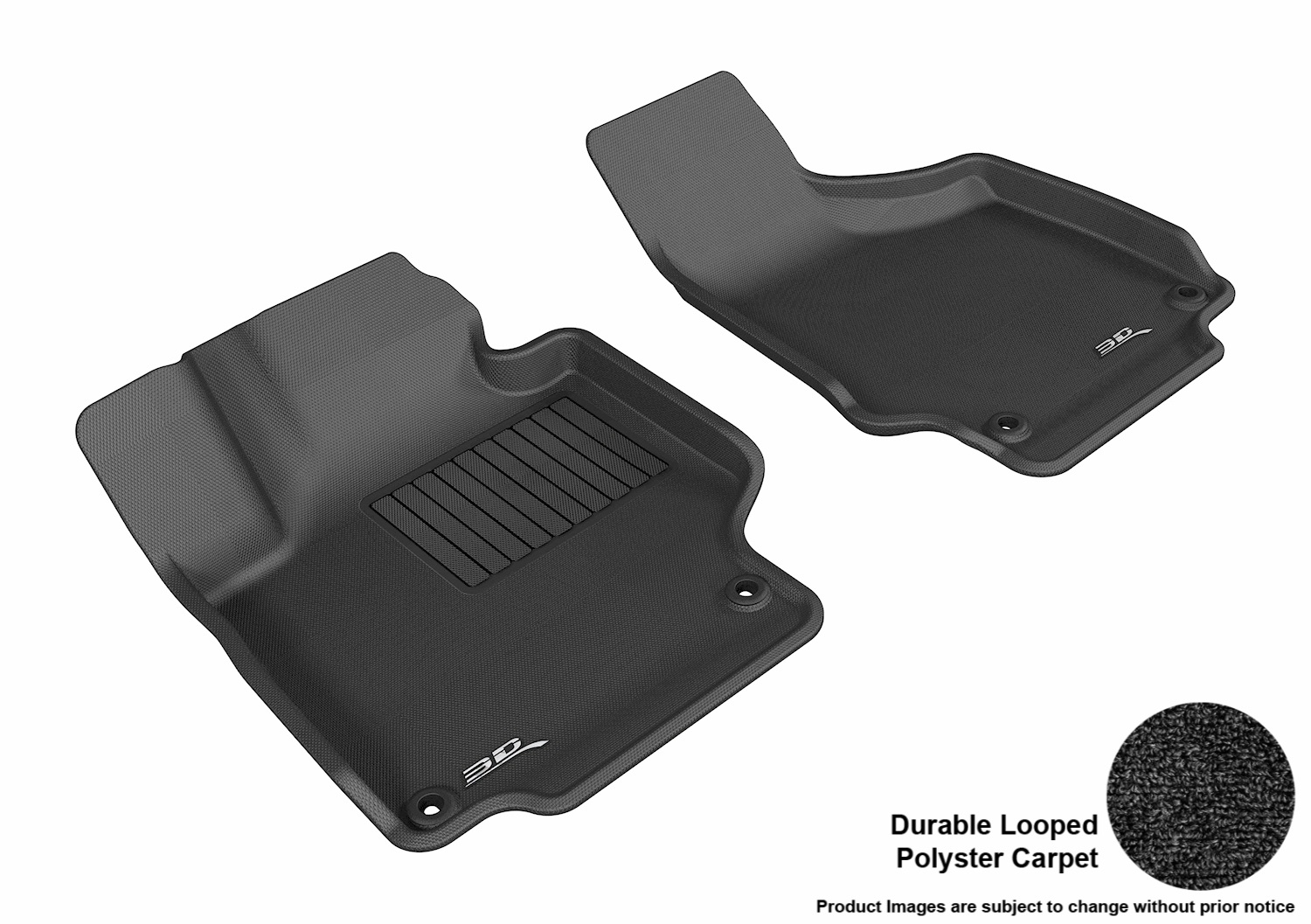 3D MAXpider L1AD02912209 Floor Mat Set; Black; Durable Looped Poly Carpet; Front Audi