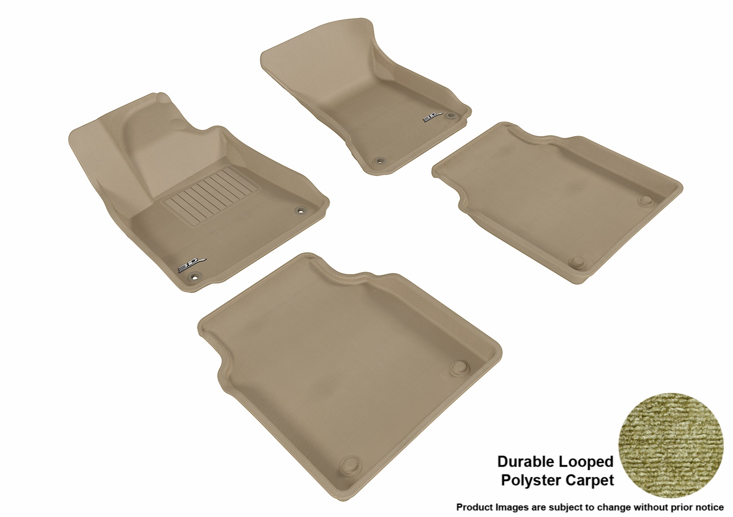 3D MAXpider 3DML1AD03002202 Floor Mat Set; Tan; Durable Looped Poly