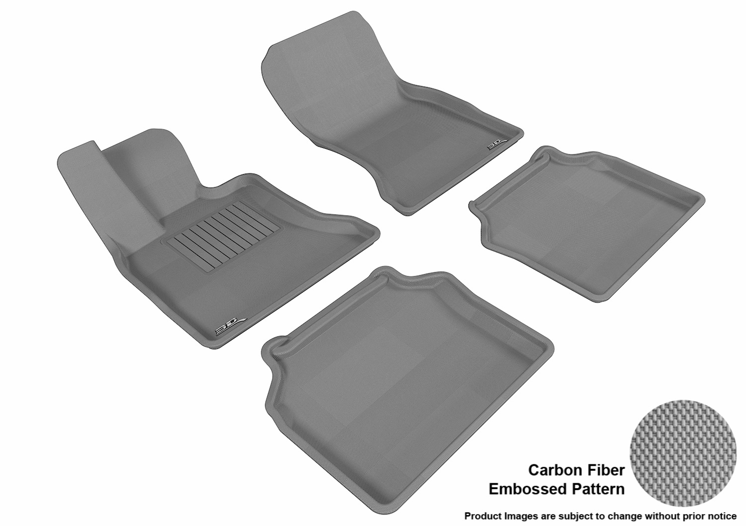 3D MAXpider L1BM01801501 Floor Mat Set; Gray; Carbon Fiber Texture Rubber; Front and Rear BMW