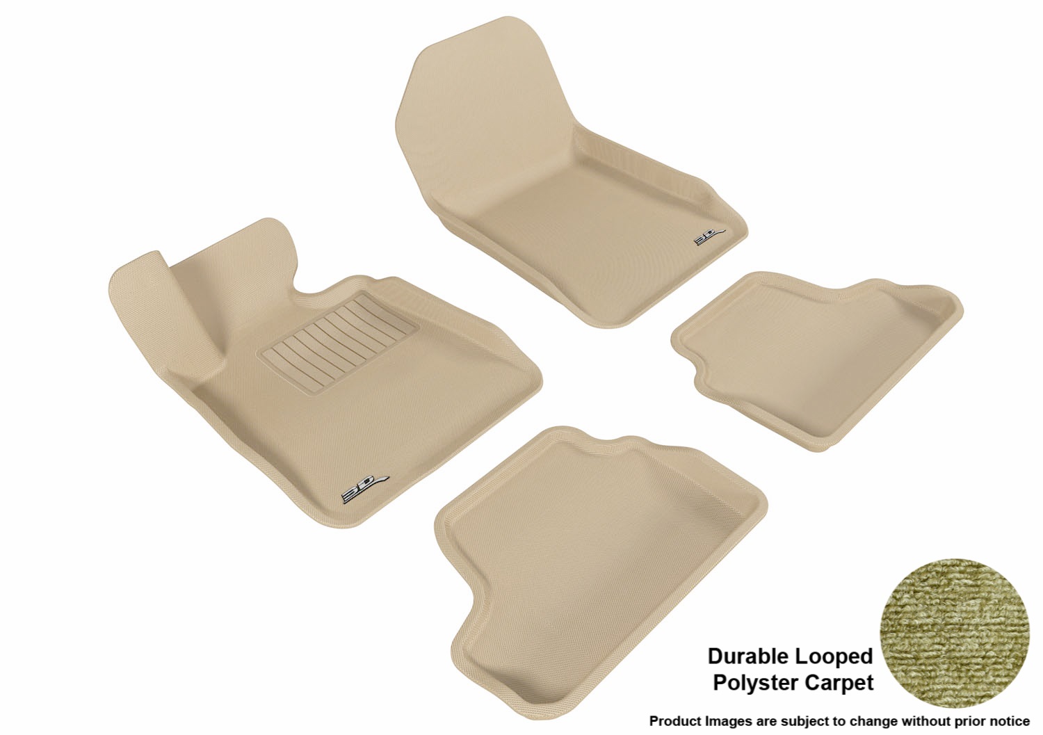 3D MAXpider L1BM02402202 Floor Mat Set; Tan; Durable Looped Poly Carpet