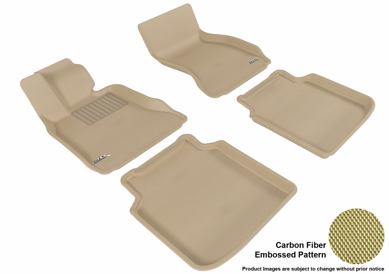 3D MAXpider L1BM05201502 Floor Mat Set; Tan; Carbon Fiber Texture