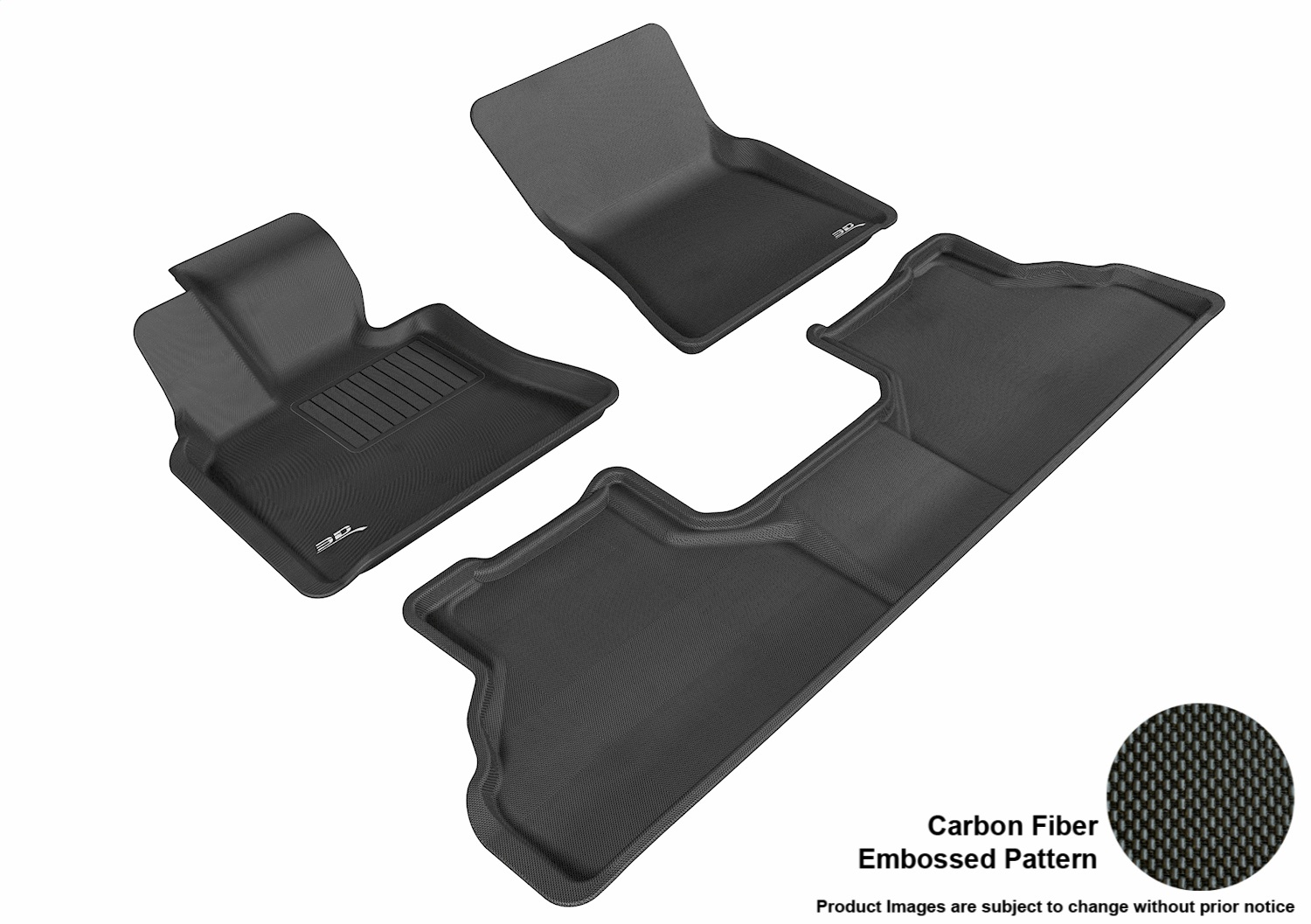 3D MAXpider L1BM06201509 Floor Mat Set; Black; Carbon Fiber Texture Rubber; Front and Rear BMW