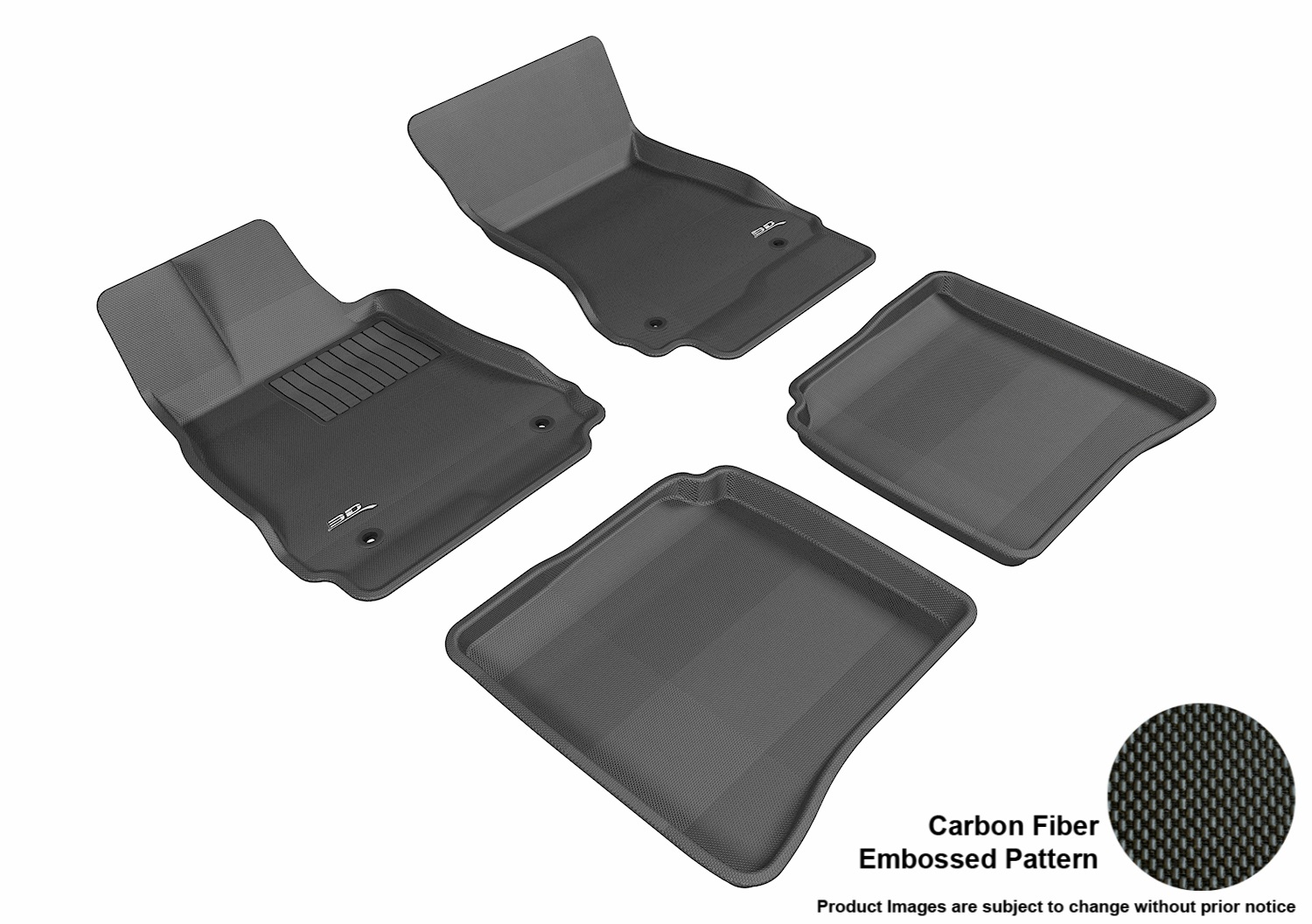 3D MAXpider L1MB00601509 Floor Mat Set; Black; Carbon Fiber Texture Rubber; Front and Rear