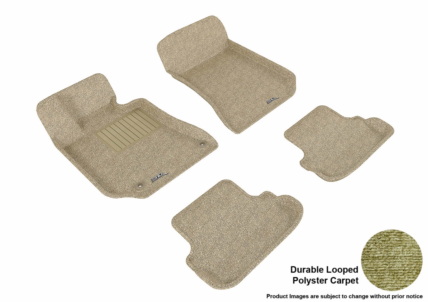 3D MAXpider L1MB05602202 Floor Mat Set; Tan; Durable Looped Poly Carpet