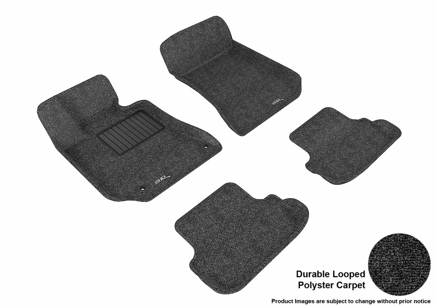 3D MAXpider L1MB05602209 Floor Mat Set; Black; Durable Looped Poly Carpet; Front and Rear Mercedes