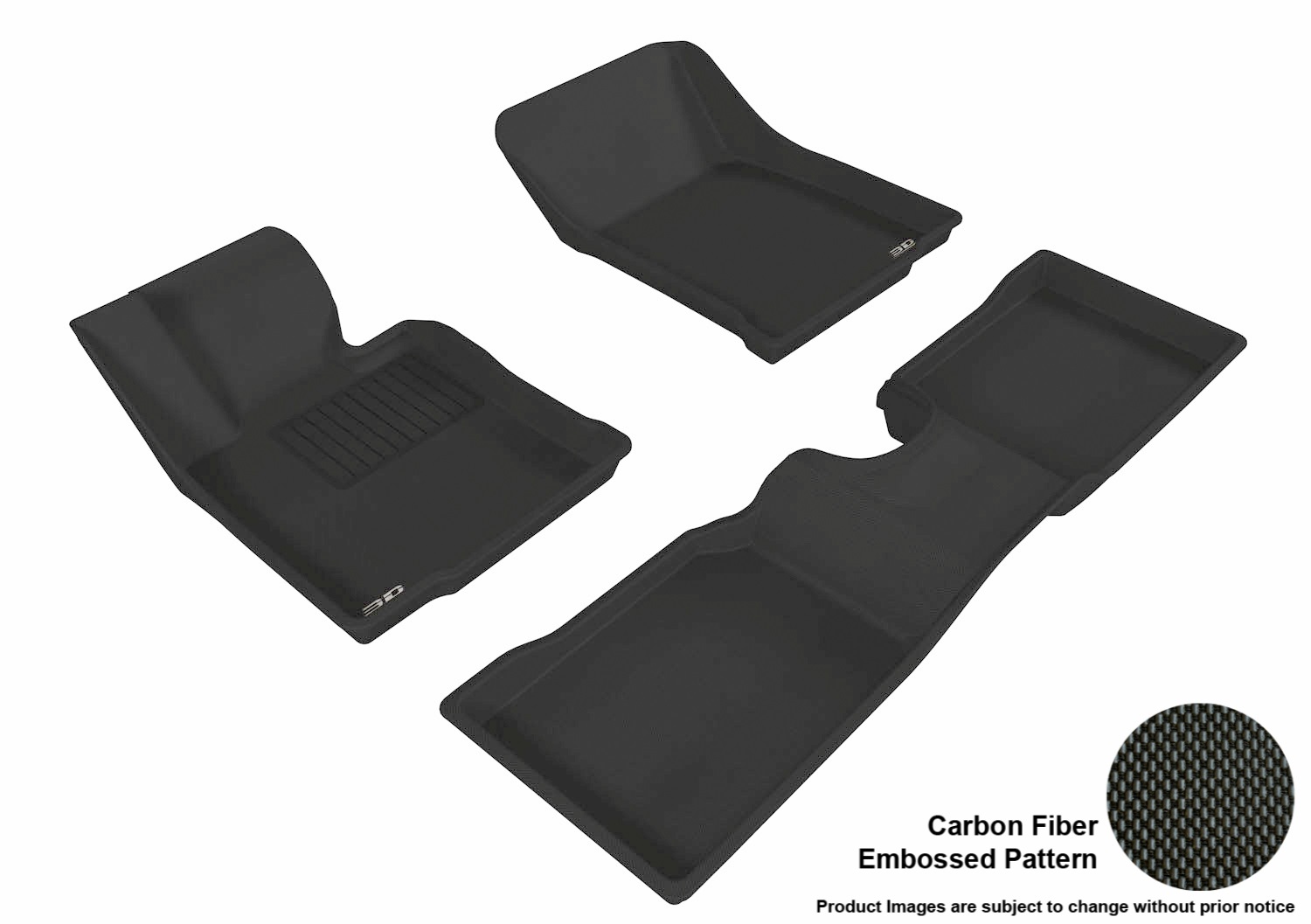 3D MAXpider L1MN00601509 Floor Mat Set; Black; Carbon Fiber Texture Rubber; Front and Rear Mini