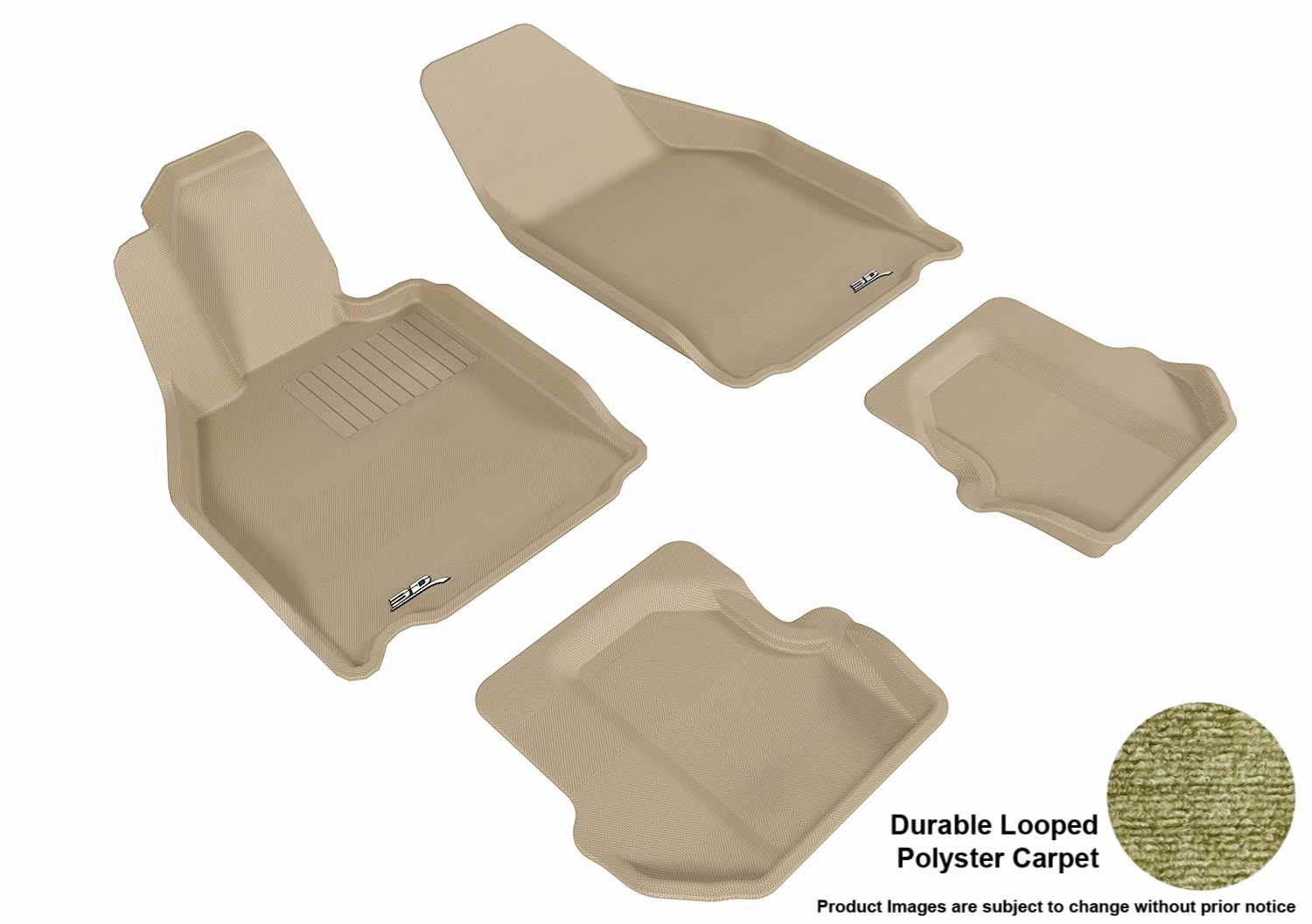 3D MAXpider 3DML1PO01102202 Floor Mat Set; Tan; Durable Looped Poly