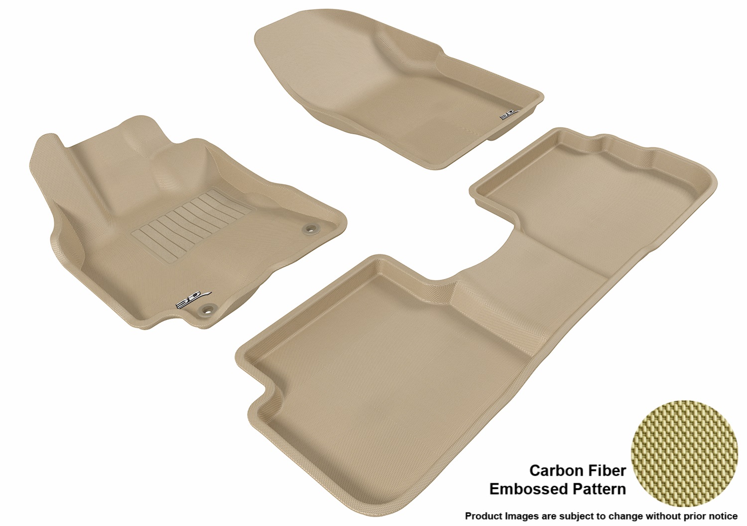 3D MAXpider L1TY08501502 Floor Mat Set; Tan; Carbon Fiber Texture