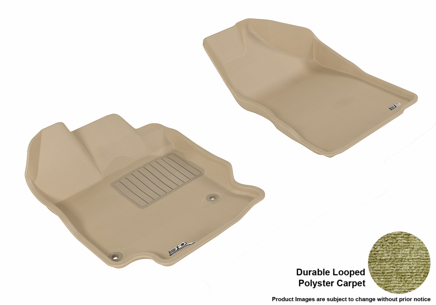 3D MAXpider L1TY13412202 Floor Mat Set; Tan; Durable Looped Poly Carpet