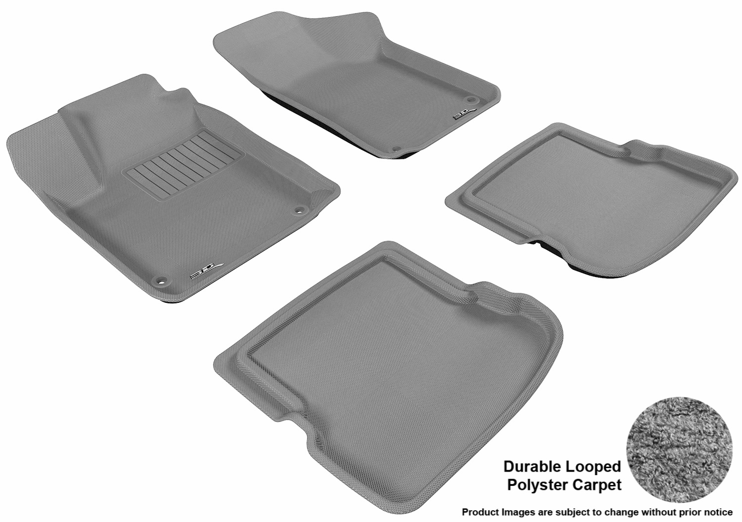 3D MAXpider 3DML1VW00502201 Floor Mat Set; Gray; Durable Looped Poly Carpet; Front and Rear