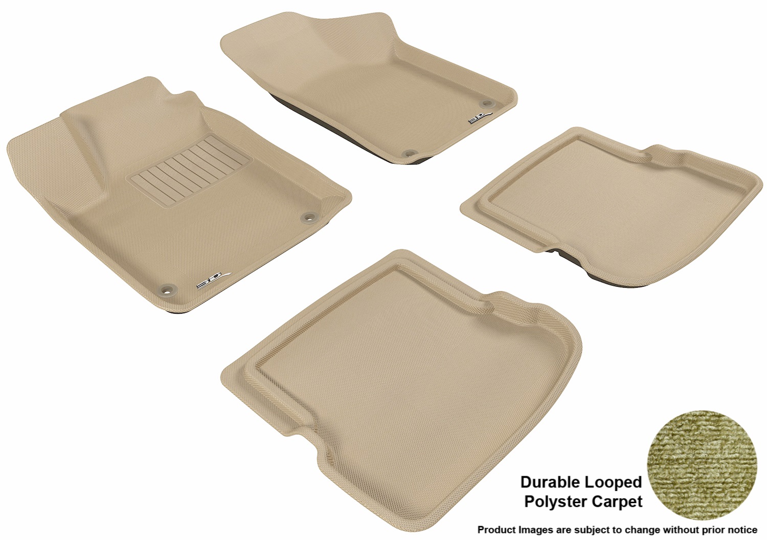 3D MAXpider 3DML1VW00502202 Floor Mat Set; Tan; Durable Looped Poly