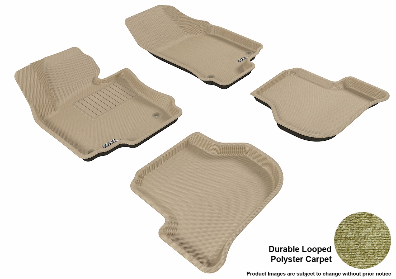 3D MAXpider L1VW00802202 Floor Mat Set; Tan; Durable Looped Poly Carpet
