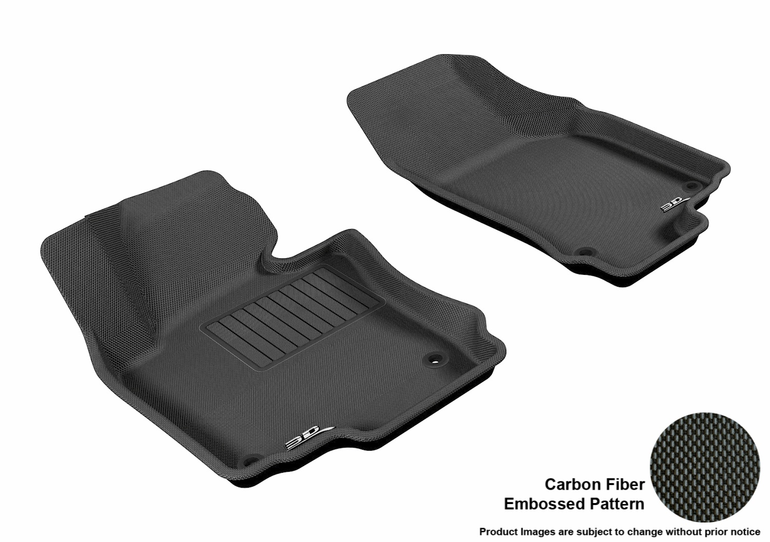 3D MAXpider L1VW00811509 Floor Mat Set; Black; Carbon Fiber Texture Rubber; Front VW