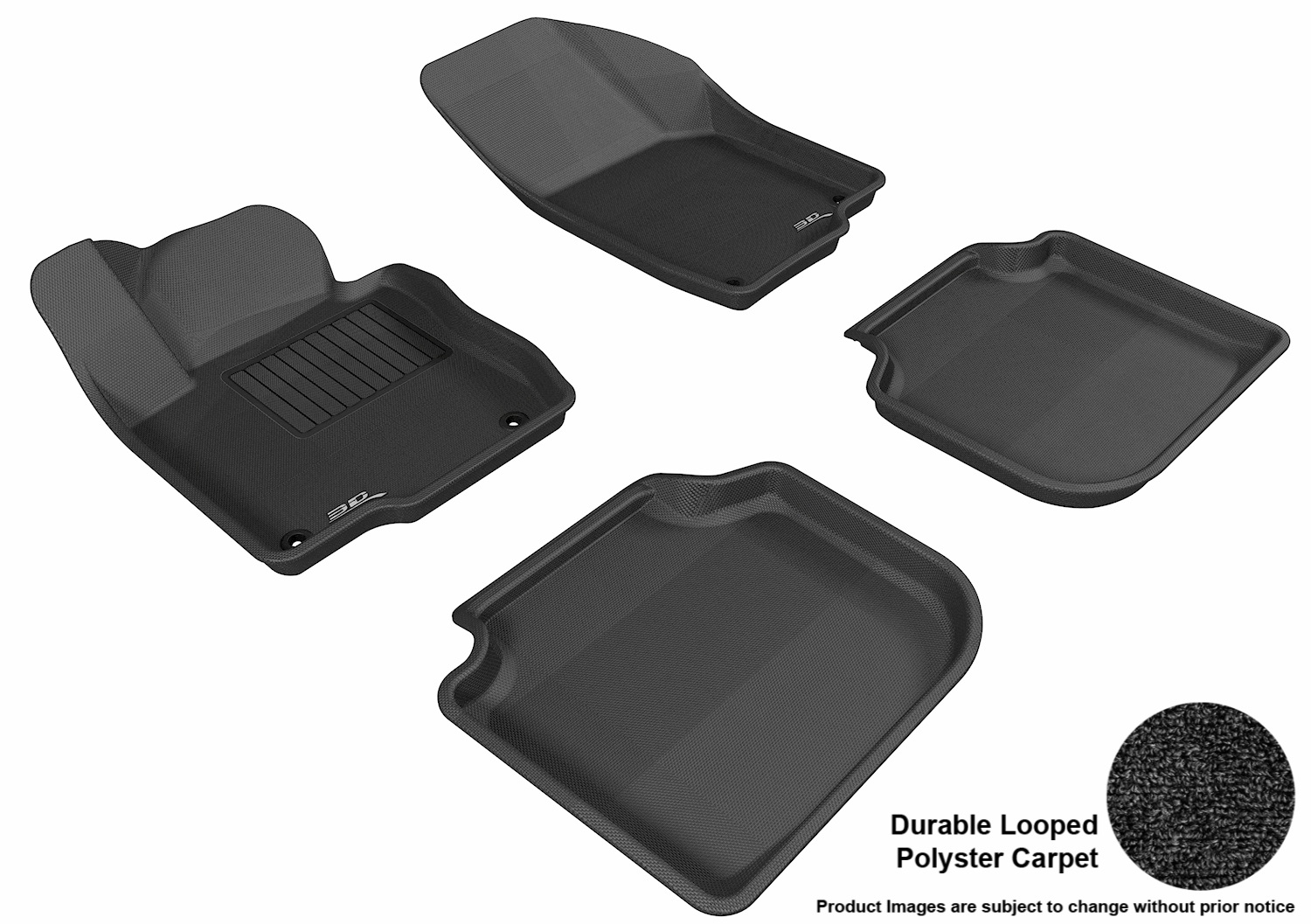 3D MAXpider 3DML1VW05602209 Floor Mat Set; Black; Durable Looped Poly