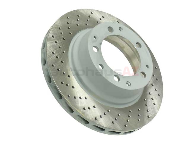 93035204501 Sebro Coated Disc Brake Rotor; Rear Left; Directional; Vented; Cross-Drilled