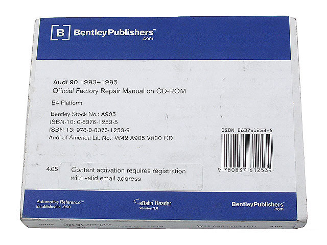 Robert Bentley Au8059050 A905 Repair Manuals Dvd Rom Versions 1993 1995 Audi 90 Oe Factory Authorized Audi