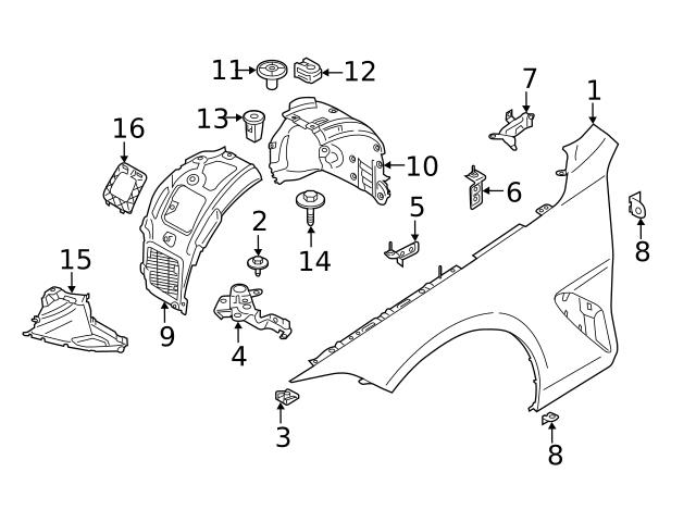 Genuine BMW 41358492949 Fender Bracket; Front Left - BMW