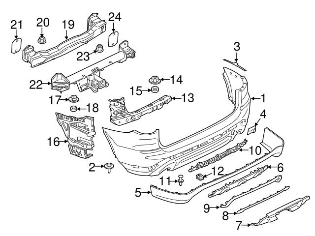 Genuine BMW 51127458877 Bumper Trim Cover; Rear - BMW