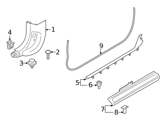Genuine BMW 51478077781 Door Trim Sill Plate Insert Clip; Front Left ...