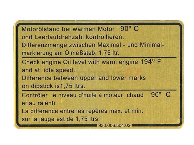 93000650402 Dansk Classic Engine Oil Level Decal