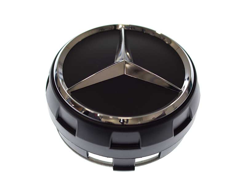 Genuine Mercedes Chrome Black Wheel Center Cap Hub Matte 75mm OEM 00040009009283