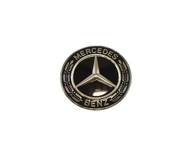 Mercedes Benz Genuine Vehicle Hood Star Emblem Badge (000-817-17-01, Chrome  and Black Laurel Wreath)