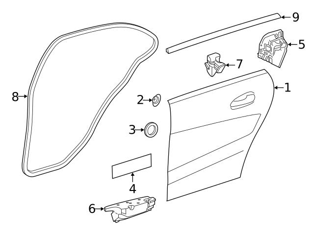 Genuine Mercedes 1177350382 Door Belt Molding; Rear Left - Mercedes