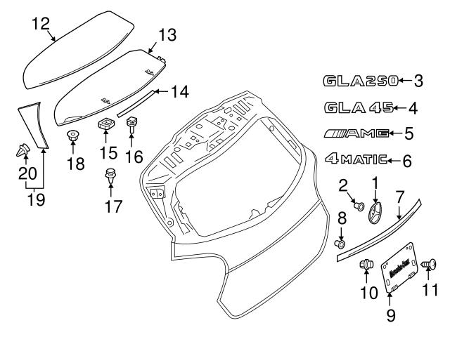 Genuine Mercedes 1698100611 License Plate Bracket; Rear - Mercedes 