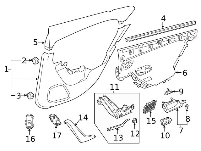 Genuine Mercedes 1777201102642A17 Door Panel Handle Cover; Rear 