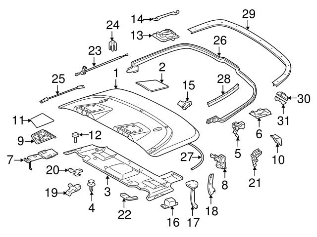 Genuine Mercedes 20775703067E94 Convertible Top Hinge Cap; Front Left ...