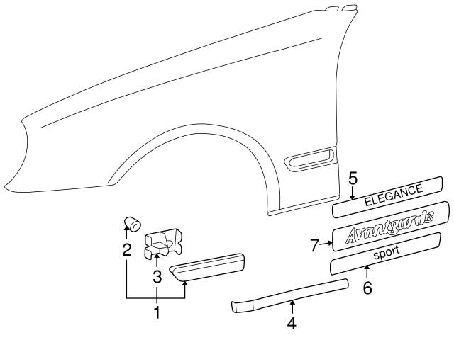 Genuine Mercedes 2086900862 Fender Molding; Right - Mercedes