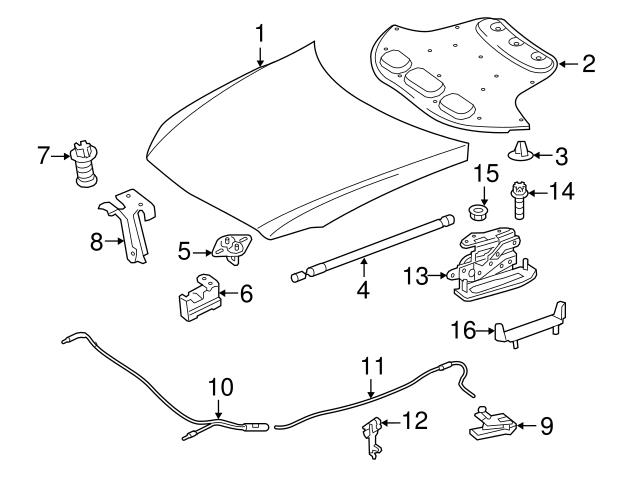 219800459 Genuine Mercedes 2128800459 Hood Release Cable; Front Rearward Rear ...