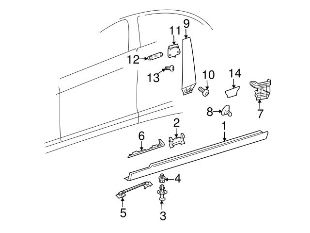 Genuine Mercedes 2196920048 B Pillar Molding Bracket; Left, Right ...