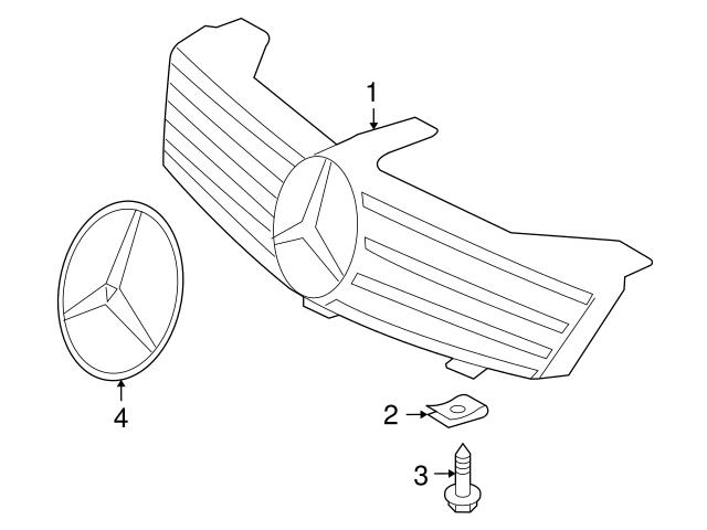Genuine Mercedes 2198800383 Grille Molding Kit; Front - Mercedes