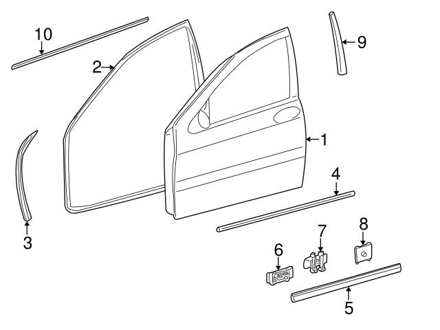 Genuine Mercedes 2206900280 Door Belt Molding; Front Right - Mercedes