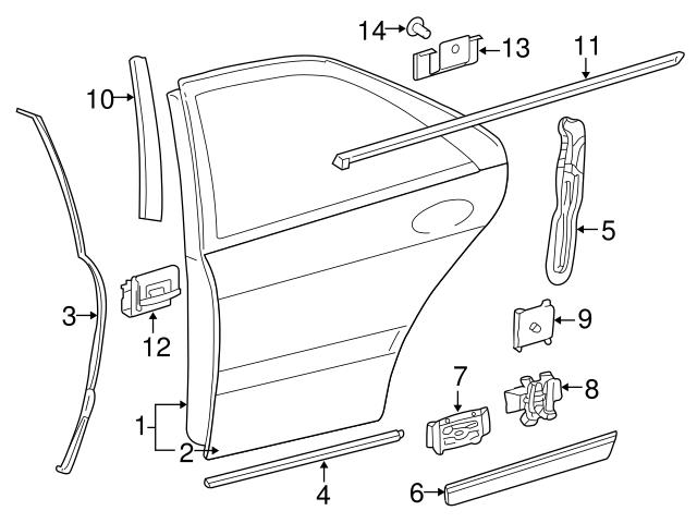 Genuine Mercedes 2206900680 Door Belt Molding; Rear Right - Mercedes