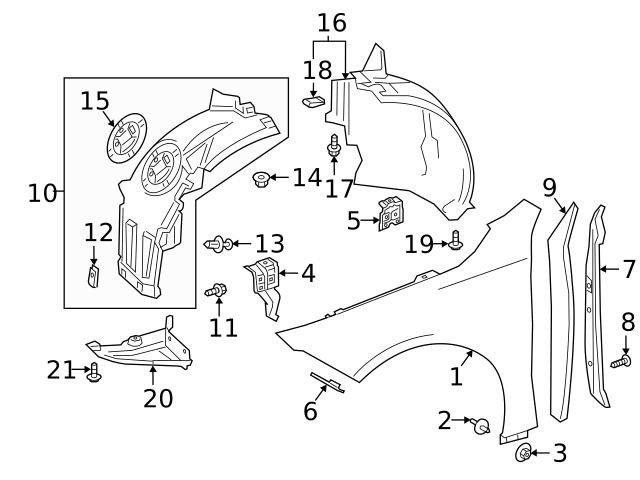thumbnail image 2 of LKQ Front Right Rearward Fender Liner – Fits 2008-2014 Mercedes Benz C300, OEM 2046904830, MB1249146 2 of 3