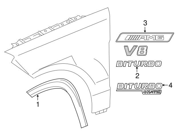 Genuine Mercedes 2928173500 Fender Emblem; Front Left/Right