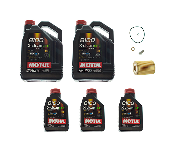 MB1OILFLTR2KIT Motul 8100 X-clean EFE + Mann Oil Change Kit - 5W-30 Fully Synthetic