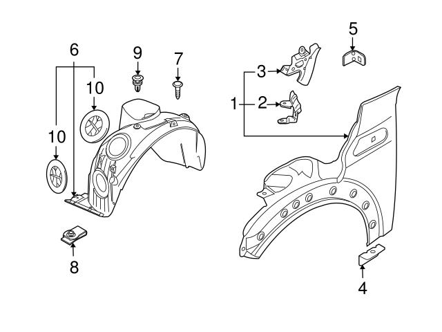 Genuine Mini 41352754656 A Pillar Bracket; Left Upper, Right Upper 