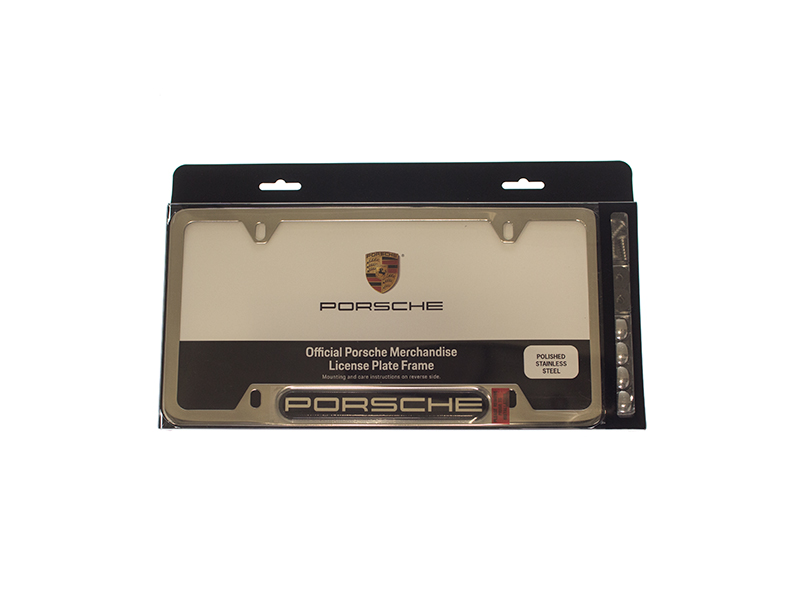 Genuine Porsche PNA70200900 License Plate Frame; Stainless Steel; Silver
