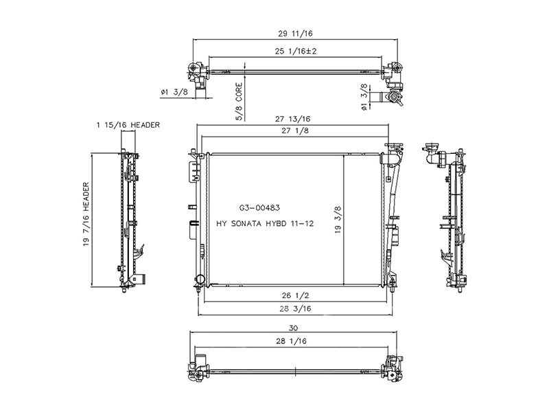 TYC 13249 Radiator Assembly; Primary Hyundai, Kia 2219277