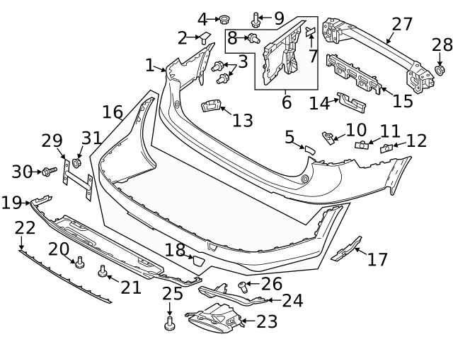 Genuine Volvo 31407832 Bumper Cover Bracket; Right - Volvo