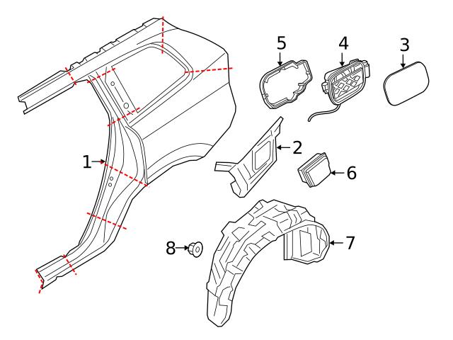 Genuine Volvo 32239278 Quarter Panel Extension; Right, Rear