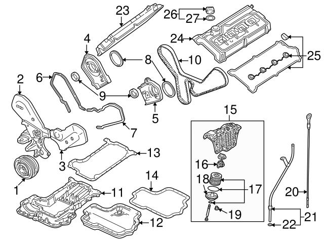 Genuine VW/Audi 077109139D Timing Cover Gasket; Left, Left Outer - Audi ...