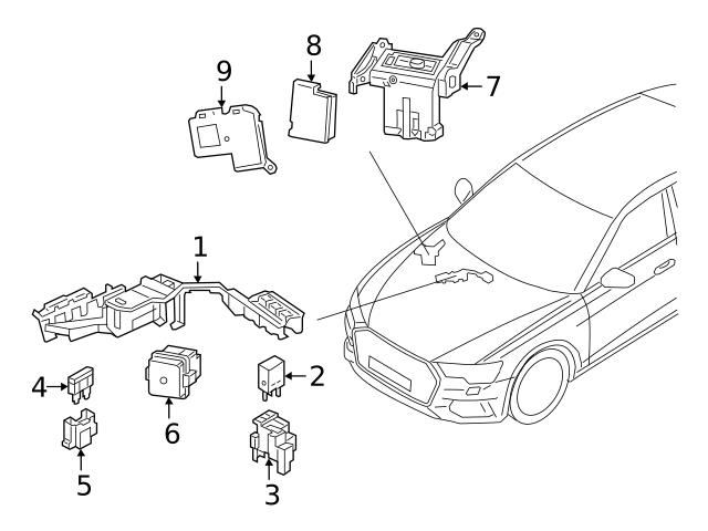 Genuine VW/Audi 4K0941828 Fuse Box; Front, Right, Lower - Audi 